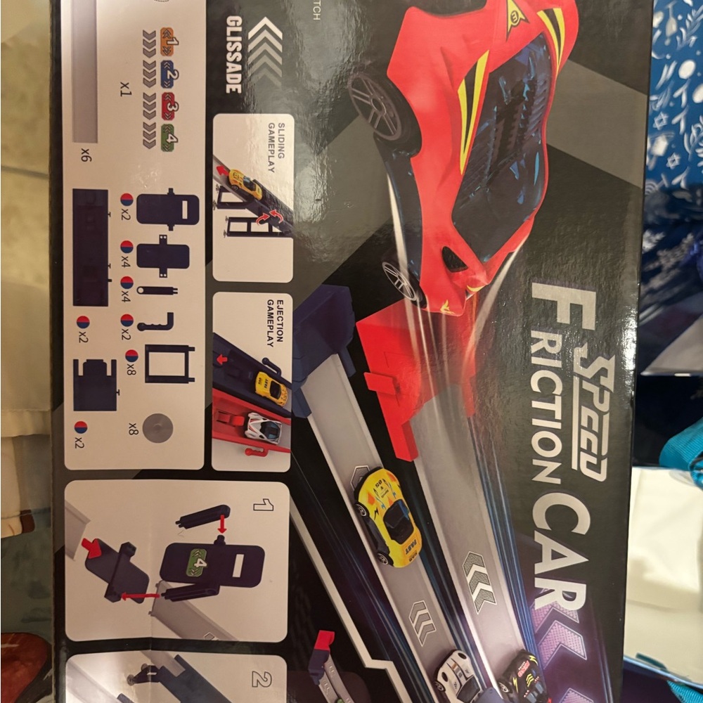 Red Friction Car Toy Set